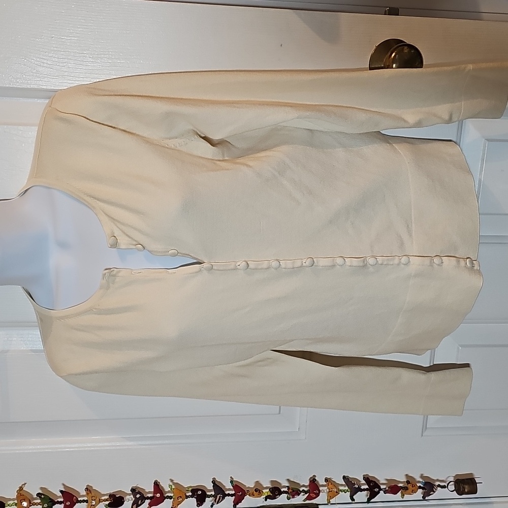 Chadwicks Cream Knit Button Down Cardigan  Sweater